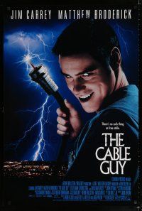 9m167 CABLE GUY DS 1sh '96 image of demented Jim Carrey, directed by Ben Stiller!