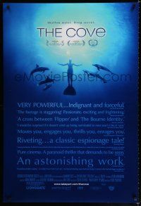 9m200 COVE DS 1sh '09 Louie Psihoyos documentary, cool image of man swimming w/dolphins!