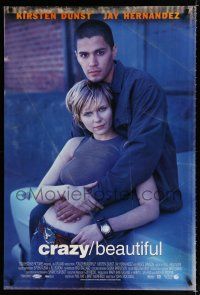 9m205 CRAZY BEAUTIFUL DS 1sh '01 great image of Jay Hernandez & Kirsten Dunst!