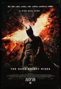 9m218 DARK KNIGHT RISES advance DS 1sh '12 Christian Bale as Batman, a fire will rise!