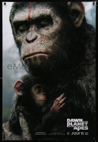9m225 DAWN OF THE PLANET OF THE APES style B teaser DS 1sh '14 close-up of Caesar w/ his son!