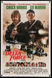 9m232 DELTA FORCE 1sh '86 cool art of Chuck Norris & Lee Marvin firing guns by S. Watts!
