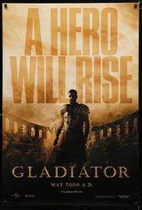 9m324 GLADIATOR teaser DS 1sh '00 Ridley Scott, cool image of Russell Crowe in the Coliseum!