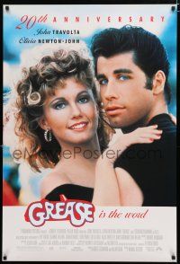 9m348 GREASE 1sh R98 close up of John Travolta & Olivia Newton-John in a most classic musical!