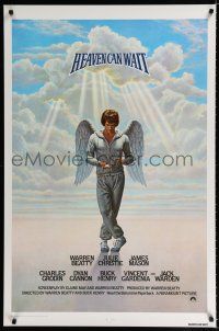 9m367 HEAVEN CAN WAIT 1sh '78 Lettick art of angel Warren Beatty wearing sweats, football!