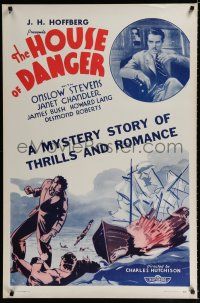 9m383 HOUSE OF DANGER 1sh '34 Onslow Stevens, Janet Chandler, a mystery of thrills & romance!