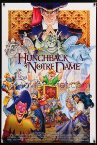 9m387 HUNCHBACK OF NOTRE DAME DS 1sh '96 Walt Disney, Victor Hugo, art of cast on parade!