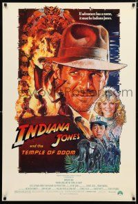 9m409 INDIANA JONES & THE TEMPLE OF DOOM 1sh '84 adventure is Ford's name, Drew Struzan art!