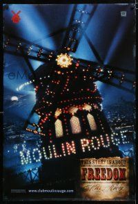 9m529 MOULIN ROUGE style C teaser DS 1sh '01 Baz Luhrmann directed, this story is about freedom!