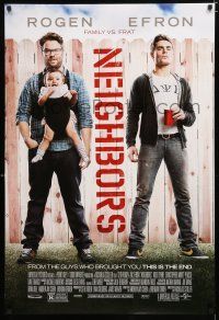 9m546 NEIGHBORS DS 1sh '14 Zac Efron w/red Solo cup, Seth Rogan & baby!