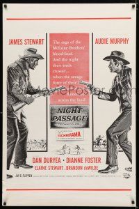 9m549 NIGHT PASSAGE military 1sh R60s best full-length art of Jimmy Stewart & Audie Murphy!