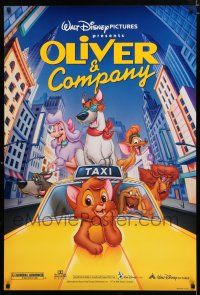 9m566 OLIVER & COMPANY DS 1sh R96 great art of Walt Disney cats & dogs in New York City!