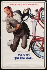 9m590 PEE-WEE'S BIG ADVENTURE 1sh '85 Tim Burton, best image of Paul Reubens & his beloved bike!