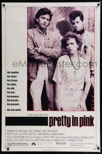 9m606 PRETTY IN PINK 1sh '86 great portrait of Molly Ringwald, Andrew McCarthy & Jon Cryer!