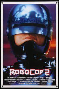 9m645 ROBOCOP 2 int'l 1sh '90 great close up of cyborg policeman Peter Weller, sci-fi sequel!