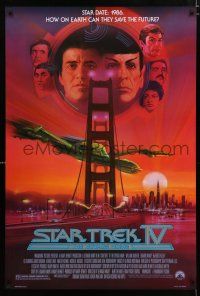 9m714 STAR TREK IV 1sh '86 art of Leonard Nimoy, Shatner & Klingon Bird-of-Prey by Bob Peak!