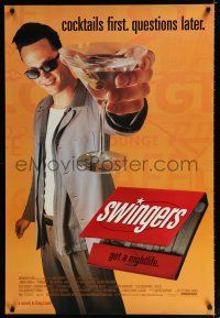 9m739 SWINGERS 1sh '96 partying Vince Vaughn with giant martini, directed by Doug Liman!