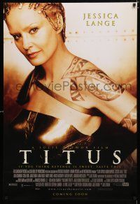 9m773 TITUS advance DS 1sh '99 huge close-up of Jessica Lange, Shakespeare!