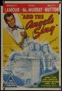 9r114 AND THE ANGELS SING Aust 1sh '44 artwork of Fred MacMurray with Dorothy Lamour & sexy band!