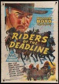 9r167 RIDERS OF THE DEADLINE Aust 1sh '43 art of William Boyd as Hopalong Cassidy, Bob Mitchum!