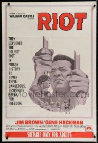 9r168 RIOT Aust 1sh '69 Jim Brown & Gene Hackman escape from jail, ugliest prison riot in history!