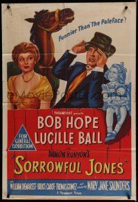 9r191 SORROWFUL JONES Aust 1sh '49 wacky art of Bob Hope, Lucille Ball, funnier than the Paleface!
