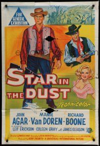 9r195 STAR IN THE DUST Aust 1sh '56 John Agar, Van Doren, a story of the most desperate gamble!