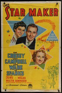 9r196 STAR MAKER Aust 1sh '39 great close-up art of Bing Crosby, Louise Campbell!