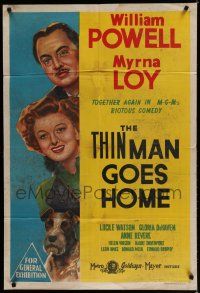 9r202 THIN MAN GOES HOME Aust 1sh '44 great art of William Powell, Myrna Loy & Asta the dog too!