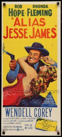 9r845 ALIAS JESSE JAMES Aust daybill '59 wacky outlaw Bob Hope & sexy Rhonda Fleming!