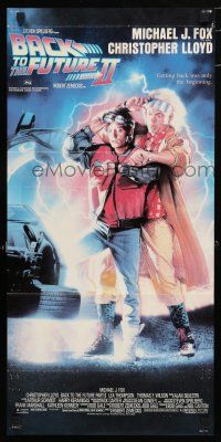 9r853 BACK TO THE FUTURE II Aust daybill '89 art of Michael J. Fox & Christopher Lloyd by Struzan!