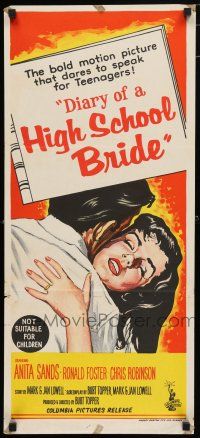 9r898 DIARY OF A HIGH SCHOOL BRIDE Aust daybill '59 AIP bad girl, it's not true what they say!