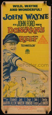 9r903 DONOVAN'S REEF Aust daybill '63 John Ford, art of punching sailor John Wayne & Lee Marvin!