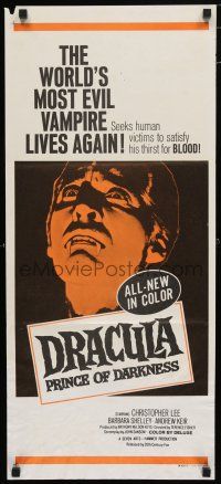 9r905 DRACULA PRINCE OF DARKNESS Aust daybill '70s artwork of most evil vampire Christopher Lee!