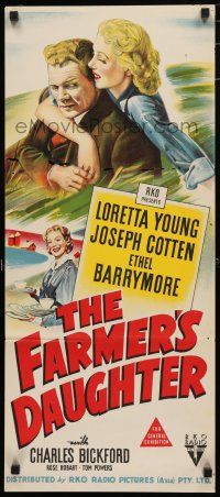 9r918 FARMER'S DAUGHTER Aust daybill '47 Loretta Young, Joseph Cotten, Ethel Barrymore!