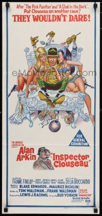 9r964 INSPECTOR CLOUSEAU Aust daybill '68 great Jack Davis art of Alan Arkin tied up in bed!