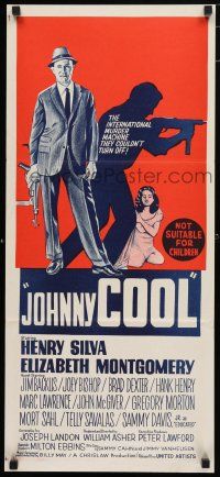 9r971 JOHNNY COOL Aust daybill '63 Henry Silva, sexy Bewitched star Elizabeth Montgomery!