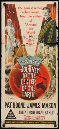 9r973 JOURNEY TO THE CENTER OF THE EARTH Aust daybill '59 Jules Verne, different stone litho!