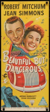 9r990 SHE COULDN'T SAY NO Aust daybill '54 art of Simmons & Mitchum, Beautiful But Dangerous!