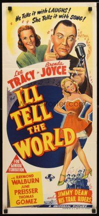 9r959 I'LL TELL THE WORLD Aust daybill '45 Lee Tracy, Brenda Joyce, radioland goes rip-roaring!