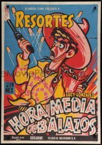 9r039 HORA Y MEDIA DE BALAZOS Colombian poster '57 Luis Aragon, Lupe Carriles, artwork by Cabral!