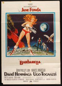 9r691 BARBARELLA German '68 sexiest sci-fi art of Jane Fonda by Robert McGinnis, Roger Vadim!
