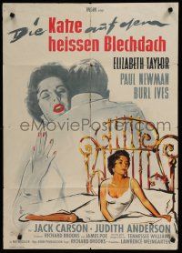 9r704 CAT ON A HOT TIN ROOF German R60s classic artwork of Elizabeth Taylor as Maggie the Cat!