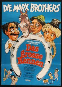 9r717 DAY AT THE RACES German R82 great different cartoon art of the Marx Brothers, horse racing!