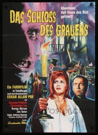 9r744 HORROR CASTLE German '64 La Vergine di Norimberga, Chris Lee, wild Hoff horror artwork!
