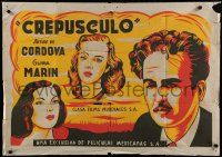 9r456 CREPUSCULO Mexican poster '45 cool silkscreen art of Arturo de Cordova & Gloria Marin!