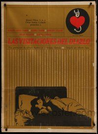 9r488 LAS VISITACIONES DEL DIABLO Mexican poster '68 Ignacio Lopez Tarso, art of couple in bed!