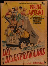 9r491 LOS DESENFRENADOS Mexican poster '60 Marco Antonio Campos & Henaine as Viruta y Capulina!