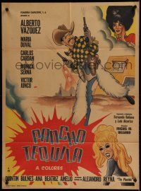9r495 PANCHO TEQUILA Mexican poster '70 Alberto Vazquez, Maria Duval, wacky western artwork!