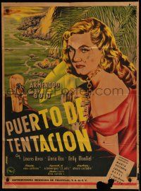 9r497 PUERTO DE TENTACION Mexican poster '51 Emilia Guiu, Vargas Ocampo artwork!
